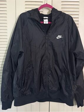 NIKE Windrunner Men's XL Hooded Full Zip Windbreaker Jacket Full Black